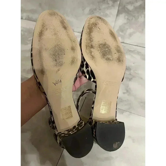 J.Crew Women’s Leopard Print Closed Toe Block Heel Ankle Strap Heel Size 9 - Picture 6 of 6